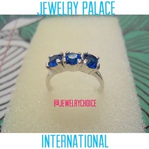 🆕 14K White Gold Filled Blue Sapphire Ring